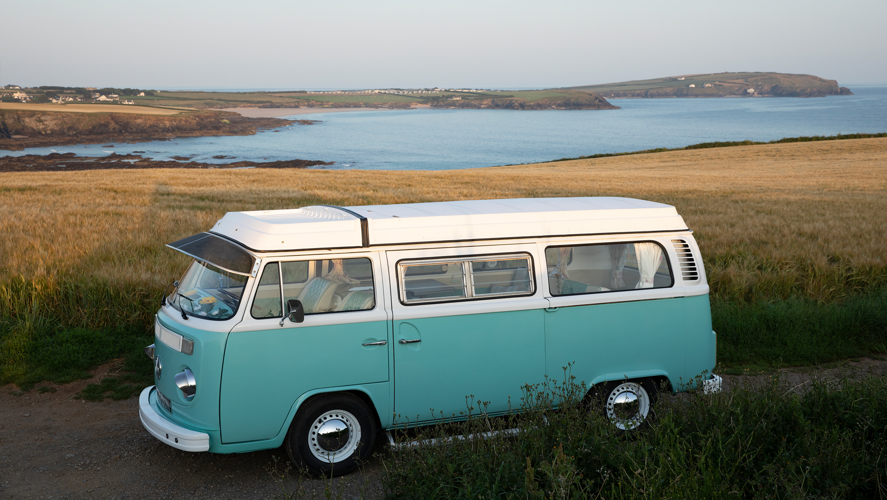 Our vintage VW camper van in Cornwall